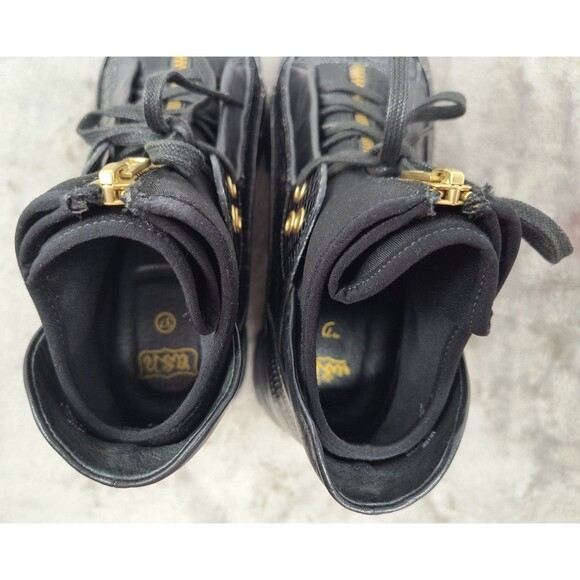 Ash Hi Top Sneaker Womens 37 Black Muse Lace Up Round Toe Crocodile Print Casual - Picture 10 of 14